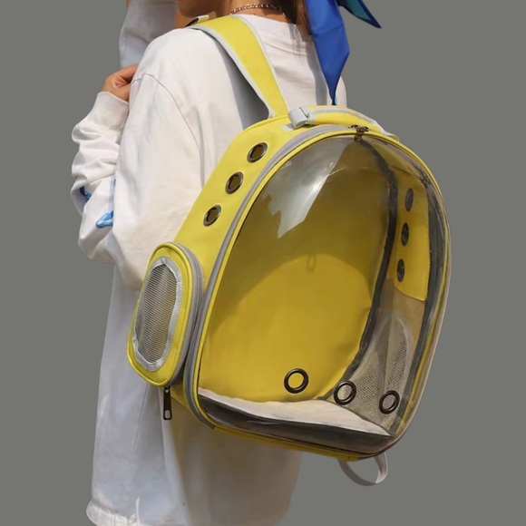 (NEW)Yellow PetPack Clear Bubble Carrying Bag Small, dogs Cats, Space Capsule - Picture 2 of 15